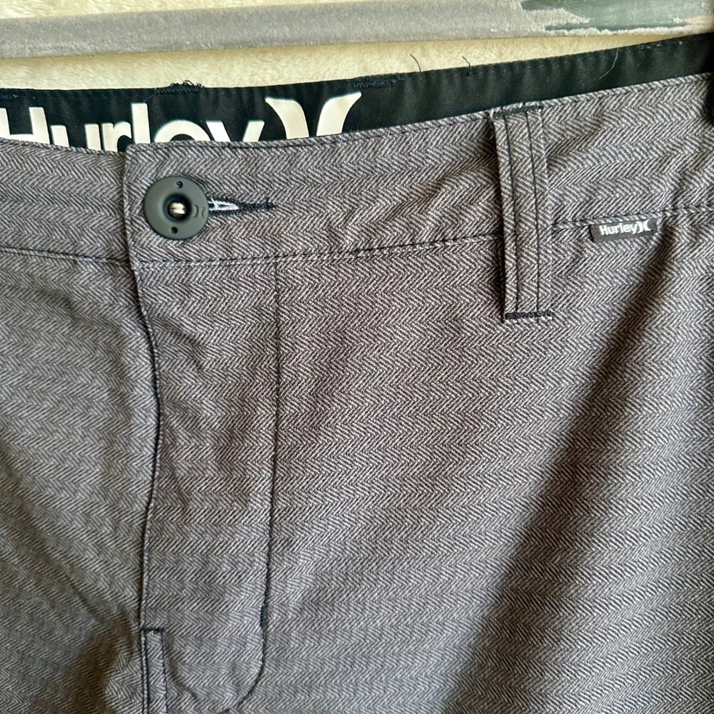 Hurley Phantom Hybrid Shorts Size 38 Gray Herringbone Chino Walk Board Shorts‎